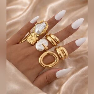 High-Shine Gold Ring Set | Contemporary Minimalist Statement Pieces